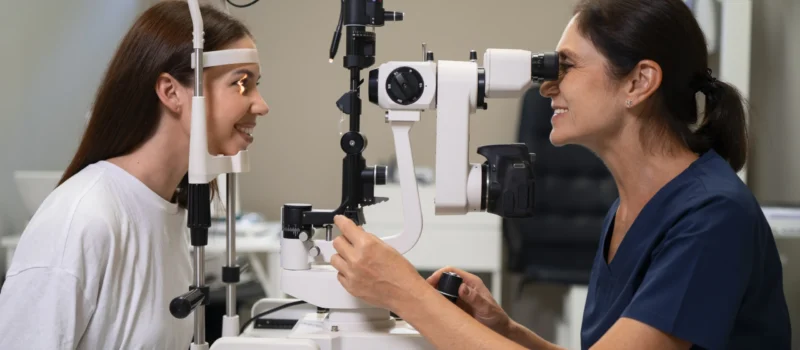 medium-shot-woman-getting-her-eyes-checked (1) eye checkup near me - oswal eye care